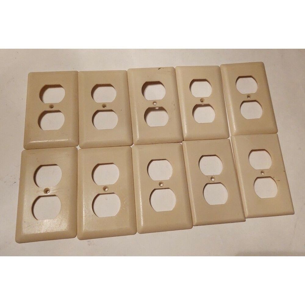 10 Vintage Duplex Receptacle Outlet Cover Wall Plates Ivory Bakelight Switch